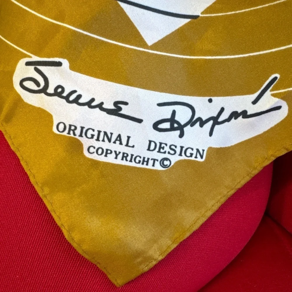 Seiichi Shirai Original Design Scarf Made in Japan Mustard Red Blue Geometric